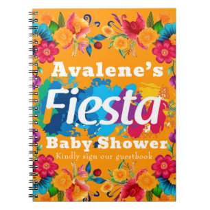 Fiesta Colourful Floral Baby Shower Guestbook Notebook