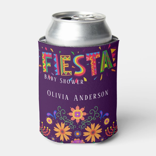 Fiesta Colourful Floral Baby Shower Thank You Can Cooler (Can Front)