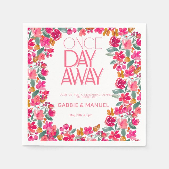 Fiesta Colourful Floral Black Rehearsal Dinner Napkin (Front)