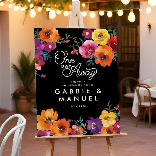 Fiesta Colourful Floral Black Rehearsal Dinner Sig Poster (Creator Uploaded)