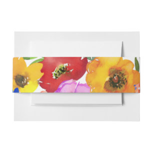 Fiesta Colourful Floral Mexican Wedding Invitation Belly Band
