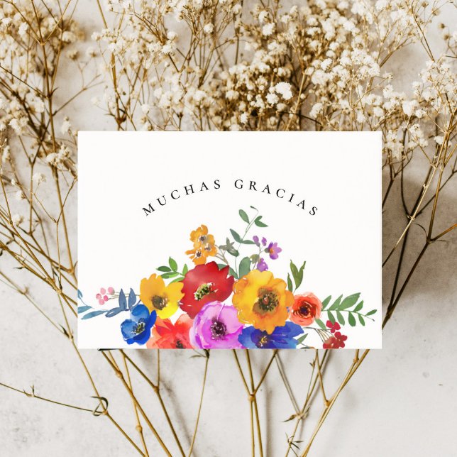 Fiesta Colourful Floral Mexico Spanish Wedding Thank You Card (Creator Uploaded)
