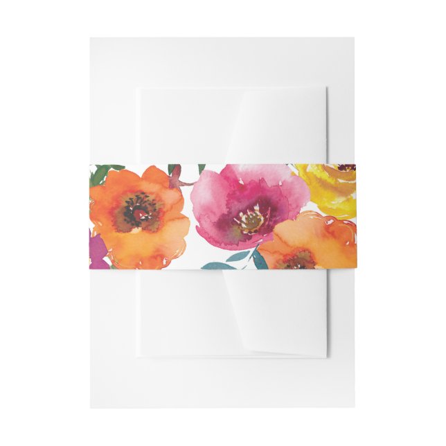 Fiesta Colourful Floral Rehearsal Dinner Invitation Belly Band (Front Example)