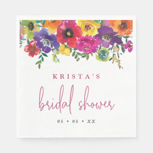 Fiesta Colourful Flowers Bridal Shower Napkin