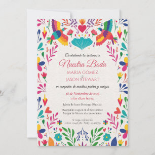 Fiesta Colourful Folk Art Floral Spanish Wedding Invitation
