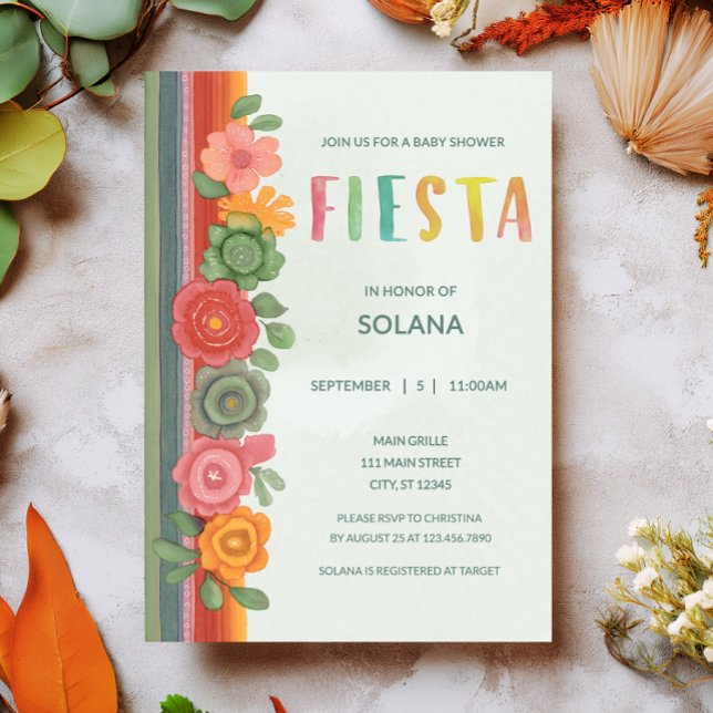 Fiesta Colourful Mexican Party Floral Baby Shower Invitation (Creator Uploaded)