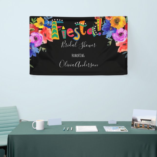 Fiesta Colourful Watercolor Floral Bridal Shower Banner (Tradeshow)