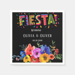 Fiesta Colourful Watercolor Floral Wedding Napkin