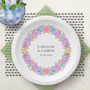 Fiesta Colourful Wildflowers Wedding Paper Plate