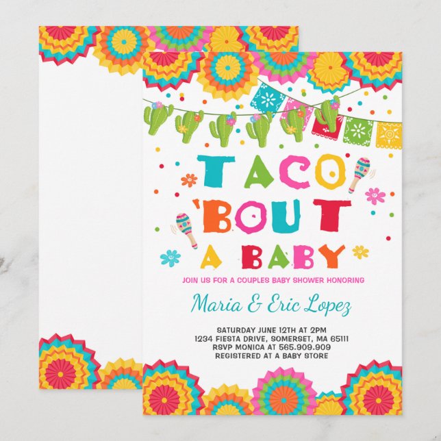 Fiesta Couples Baby Shower Invitation Co-ed Shower (Front/Back)