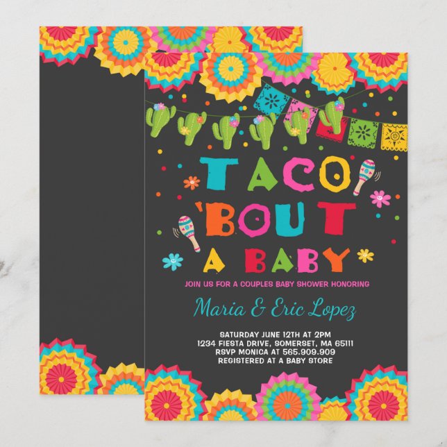 Fiesta Couples Baby Shower Invitation Co-ed Shower (Front/Back)