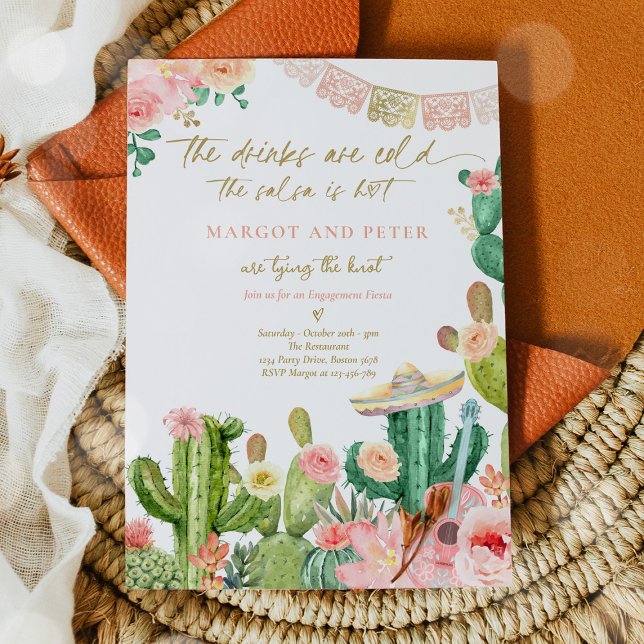 Fiesta Couples Engagement Fiesta Cactus Mexican Invitation (Creator Uploaded)