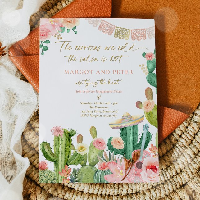 Fiesta Couples Engagement Fiesta Cactus Mexican Invitation (Creator Uploaded)