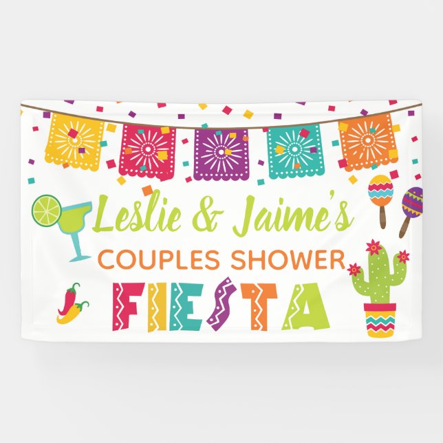 Fiesta Couples Shower Banner - White Background (Horizontal)