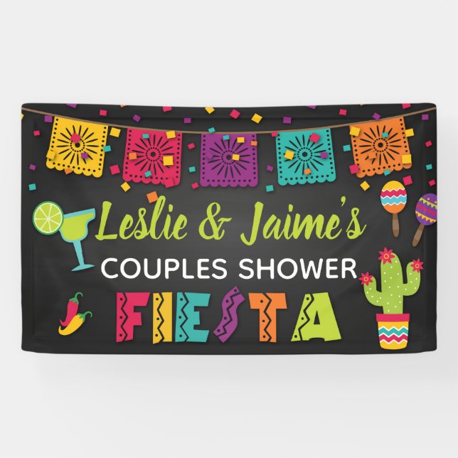 Fiesta Couples Shower Banner with Margarita (Horizontal)