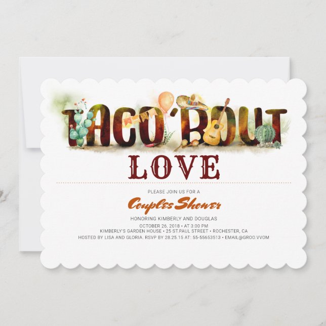 Fiesta Couples Shower Invitation Taco Bout Love (Front)