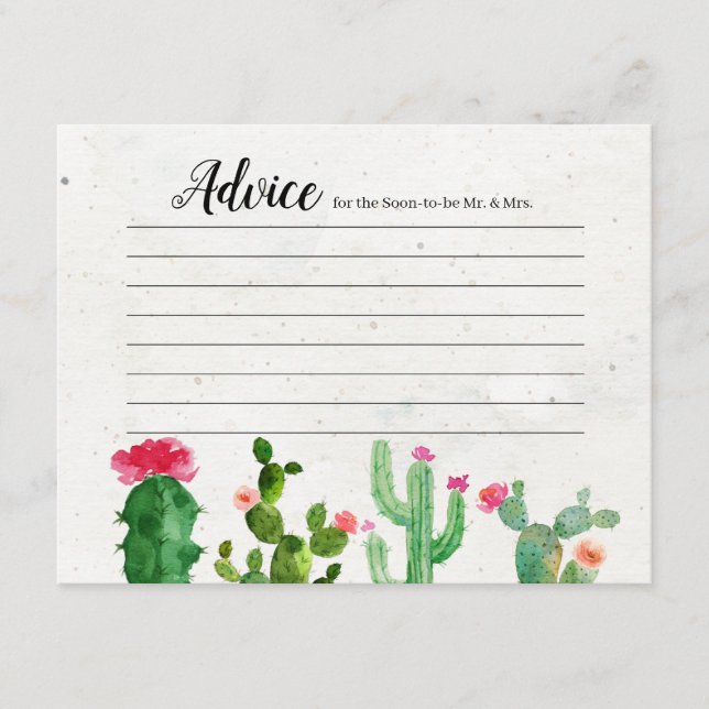 Fiesta Couples Shower Modern Advice Card (Front)