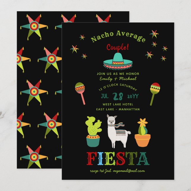 FIESTA COUPLES SHOWER Nacho Average Couple FUN Invitation (Front/Back)