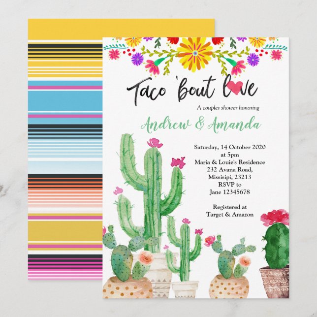 Fiesta Couples Wedding Shower Invitation (Front/Back)