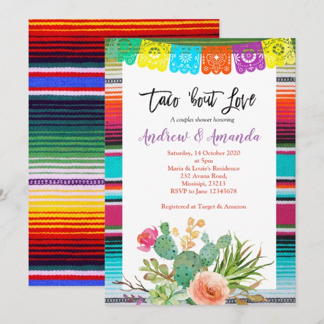 Fiesta Couples Wedding Shower Invitation (Front/Back)