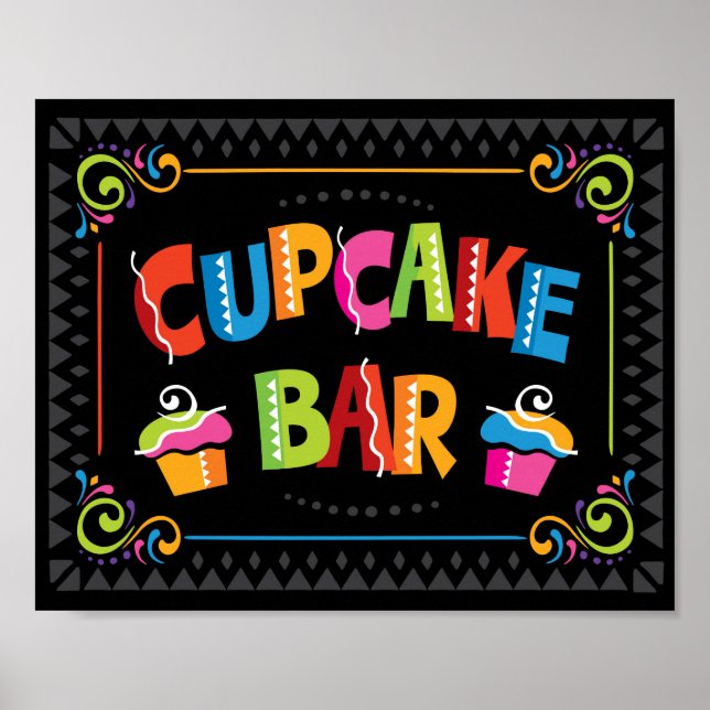 Fiesta CUPCAKE BAR Party Sign Print (Front)