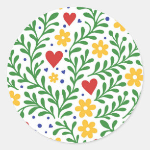Fiesta de Amor Bold Colorful Floral Wedding Classic Round Sticker