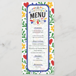 Fiesta de Amor Bold Colorful Floral Wedding Menu