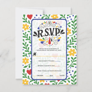 Fiesta de Amor Bold Colorful Floral Wedding RSVP Invitation
