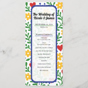 Fiesta de Amor Colorful Floral Wedding Program Menu