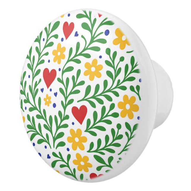 Fiesta de Amor Fun Bold Colourful Floral  Ceramic Knob (Right)