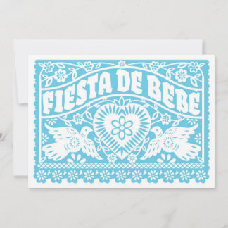 Fiesta de Bebe Blue Love Birds Baby Shower Invitation
