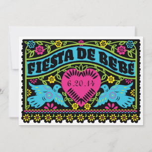 Fiesta de Bebe Colourful Love Birds Invitation