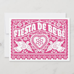 Fiesta de Bebe Pink Love Birds Banner Invitation