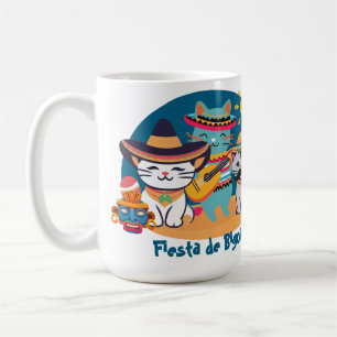 Fiesta de Bigotes   Mexican Culture Cats Gift Coffee Mug
