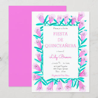 Fiesta de Quinceañera Invitation Flores Rosa