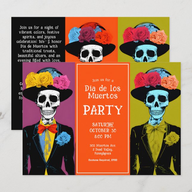 💀 Fiesta Dia de Muertos  Invitation (Front/Back)