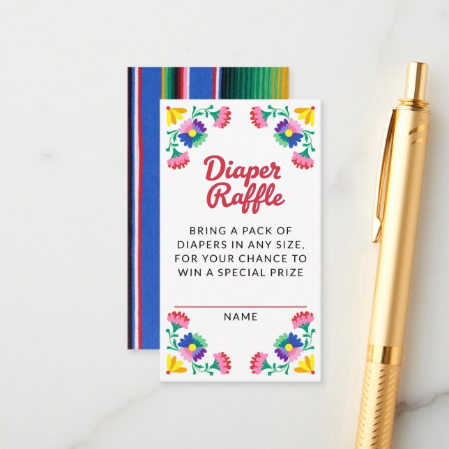 Fiesta Diaper Raffle Card – Floral Mexican Baby Sh (Front/Back In Situ)
