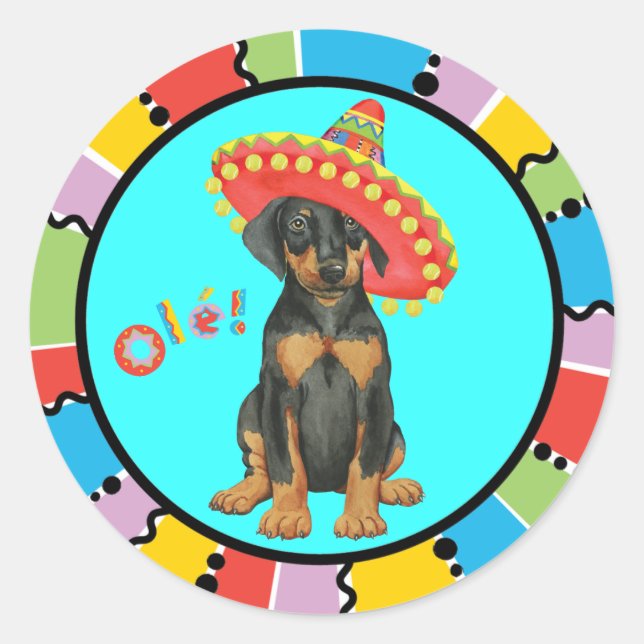 Fiesta Doberman Pinscher Classic Round Sticker (Front)
