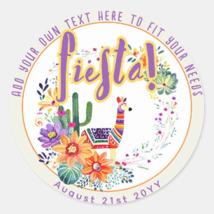 FIESTA Drama Llama Folkart Flowers Custom Classic Round Sticker