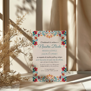 Fiesta Elegant Colorful Floral Spanish Wedding Invitation