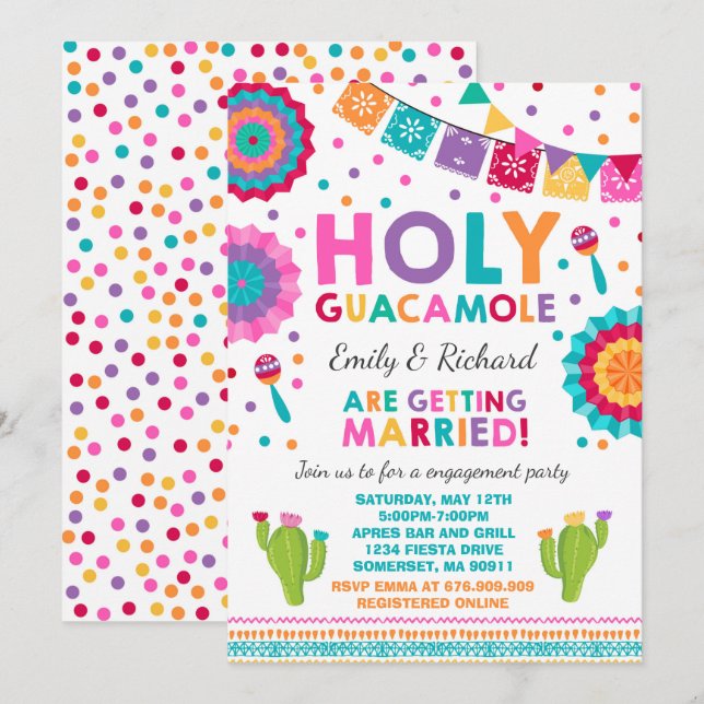 Fiesta Engagement Party Invitation Holy Guacamole (Front/Back)