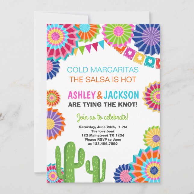 Fiesta Engagement Party Invitation Mexican Cactus (Front)