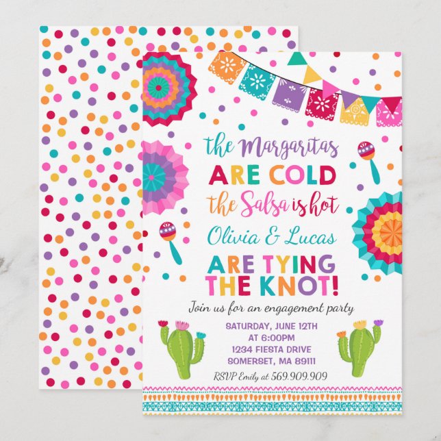 Fiesta Engagement Party Invitation Mexican Party (Front/Back)