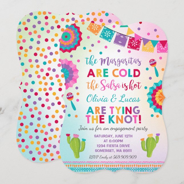 Fiesta Engagement Party Invitation Mexican Party (Front/Back)