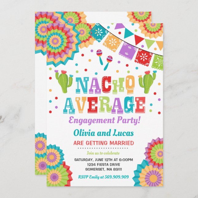 Fiesta Engagement Party Invite Nacho Average Party (Front/Back)