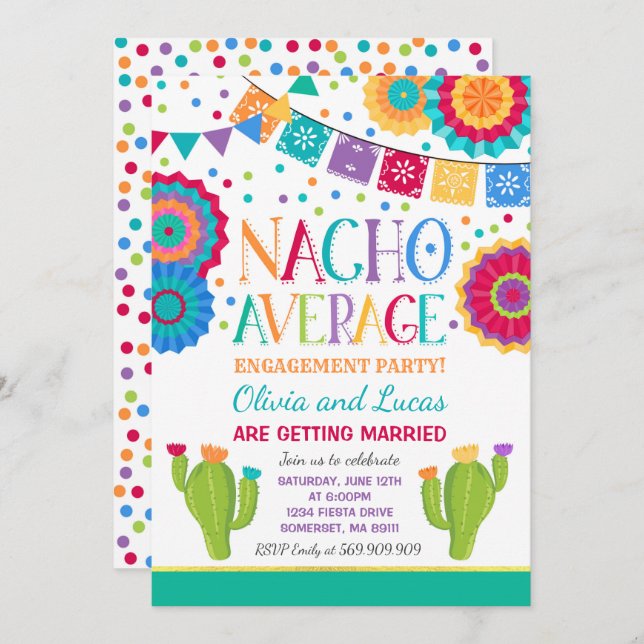 Fiesta Engagement Party Invite Nacho Average Party (Front/Back)
