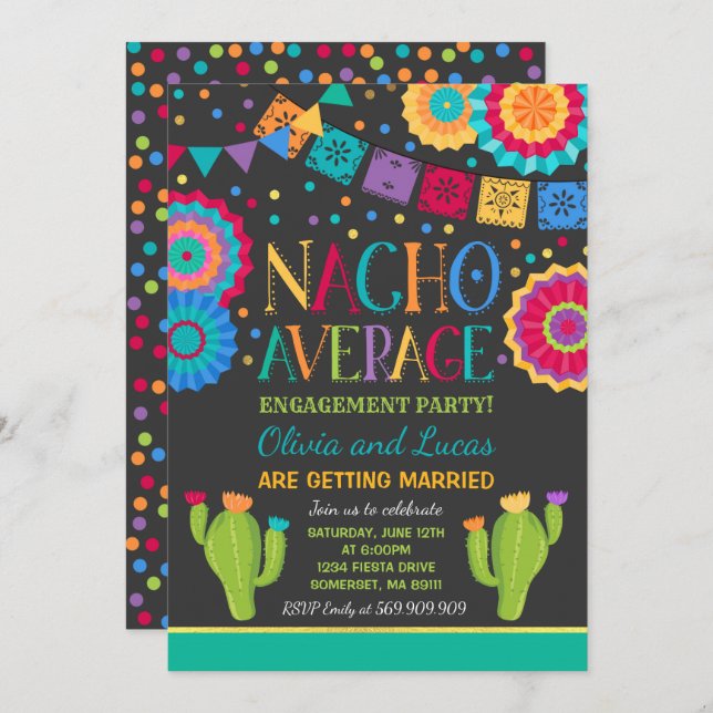 Fiesta Engagement Party Invite Nacho Average Party (Front/Back)