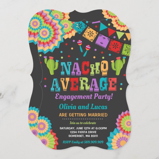 Fiesta Engagement Party Invite Nacho Average Party (Front/Back)