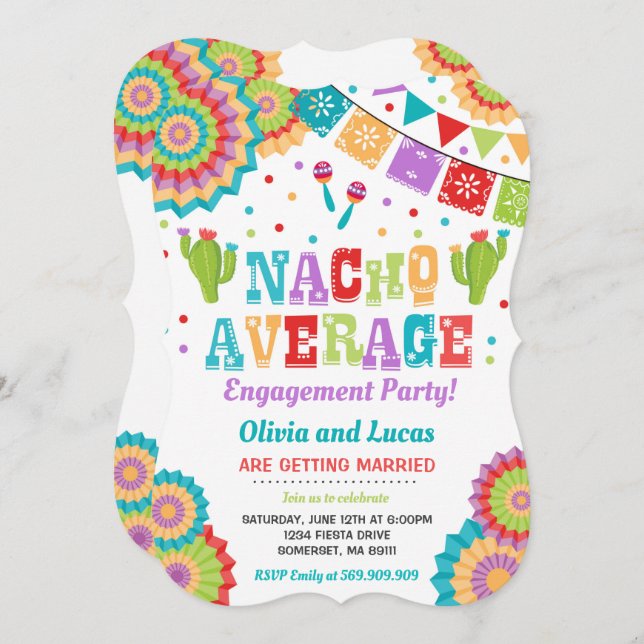 Fiesta Engagement Party Invite Nacho Average Party (Front/Back)
