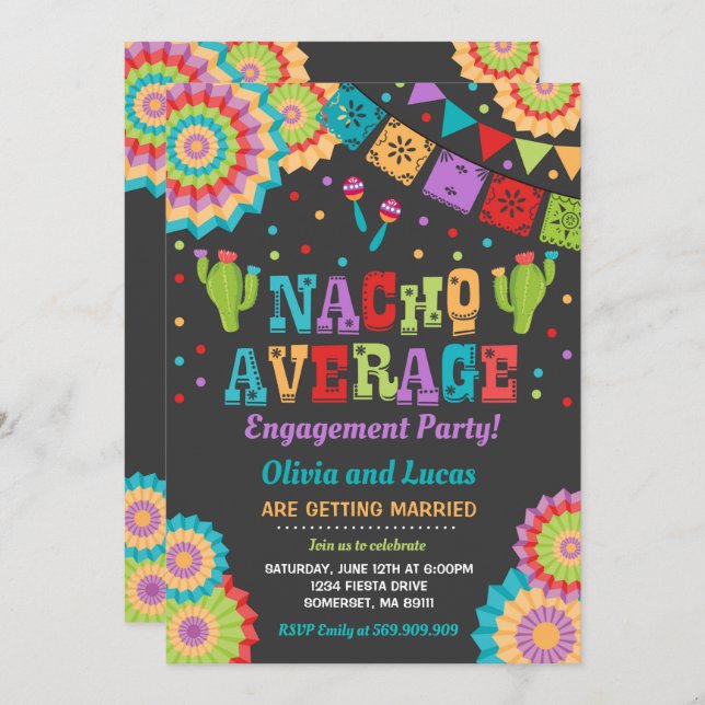 Fiesta Engagement Party Invite Nacho Average Party (Front/Back)